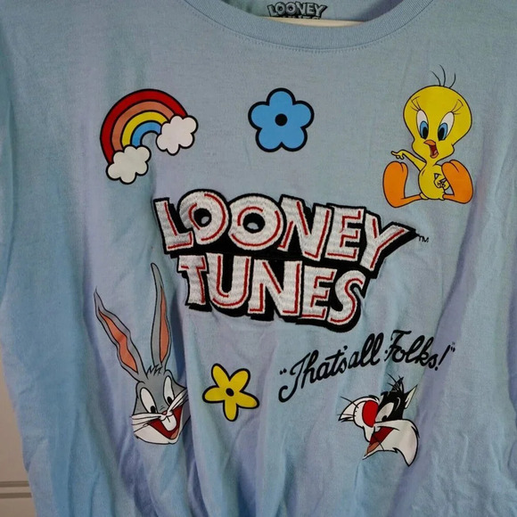 Looney tunes blue Bugs Bunny Tweety bird Sylvester that's all folks top‎ Large - Picture 2 of 6